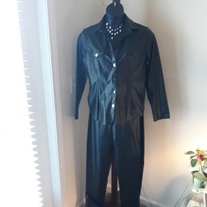 Black Pleather Pant Suit